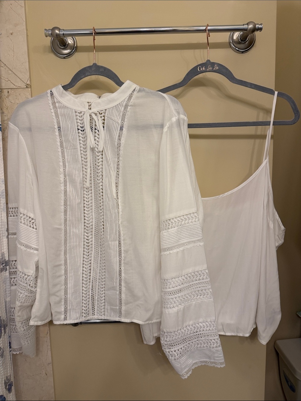 Banana Republic White Lace-Trim Peasant Blouse with Camisole